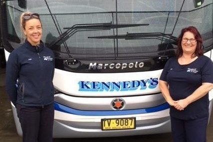 Tania Collier of Kennedy's Bus and Coach Services with Supervsior Kate Denyer