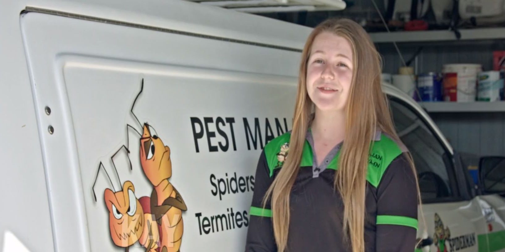 Young female pest controller