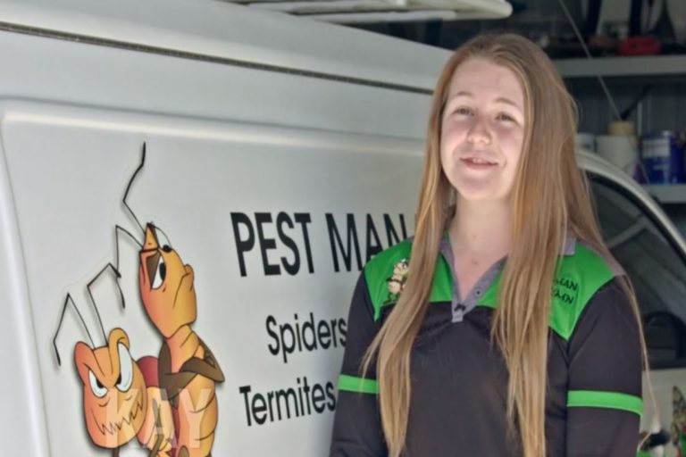 Young female pest controller