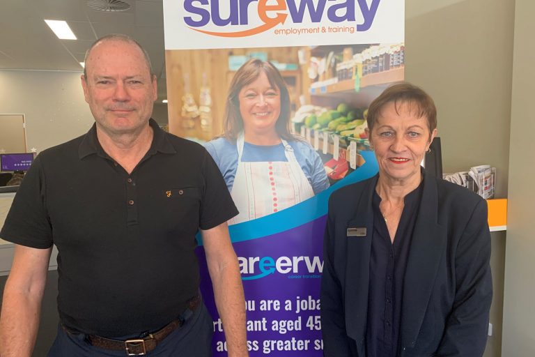 CTA participant David with Course Facilitator Libby in the Sureway office