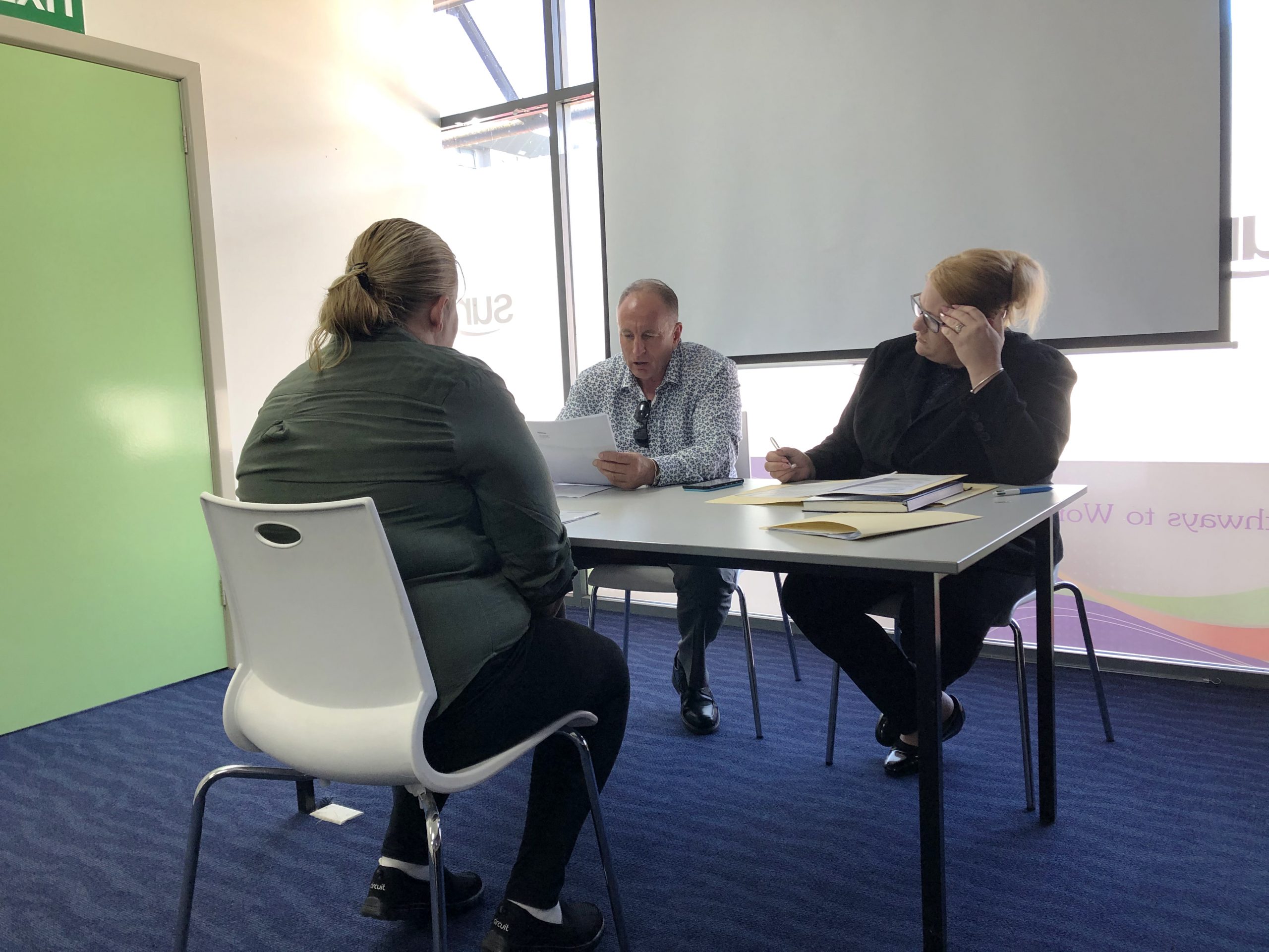 Rebecca undertakes a mock interview with two panel members